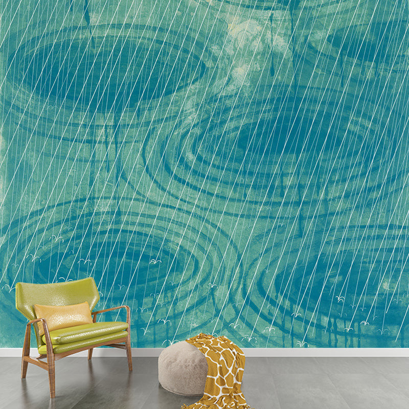 Aesthetics Ripples Wandtapete Vliesstoff Wasserdicht Gelb-Blau Wandkunst für Schlafzimmer