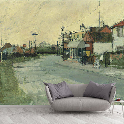 Frendorf | Rustieke Wegkant Boerderij Muurpapier voor Slaapkamer Landschapschilderij Wanddecoratie, Optionele Grootte