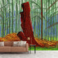 Frendorf | Illustratie Houten Koffer Muur Decal voor Thuis Gallery, Oranje-Groen, Aangepaste Maat