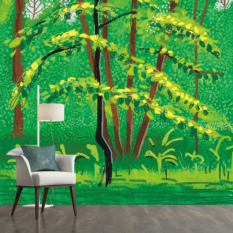 Frendorf | Groene Bomen Schilderij Behang Muurwaterdichting Wandbedekking voor Thuisgalerij