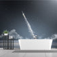 Frendorf | Sterrenhemel Raket Behang Muurschildering Futuristisch Non-Woven Materiaal Wanddecoratie in Blauw-Wit