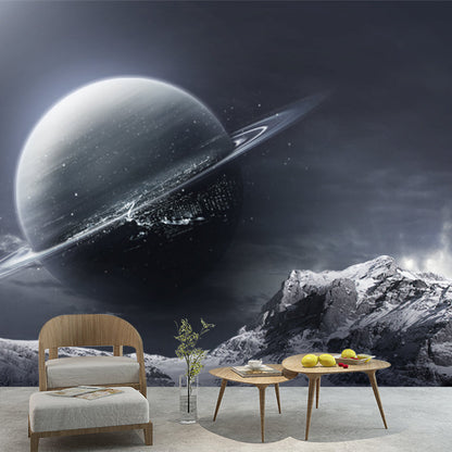 Frendorf | Science Fiction Aarde Behang Mural Pewter Sneeuwberg Landschap Wandkunst voor Slaapkamer