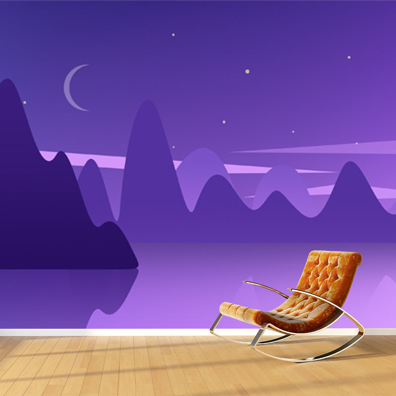 Frendorf | Purple Mountain Lake Reflection Mural Nachtlandschaft Moderne Waschbare Wandkunst für Zuhause