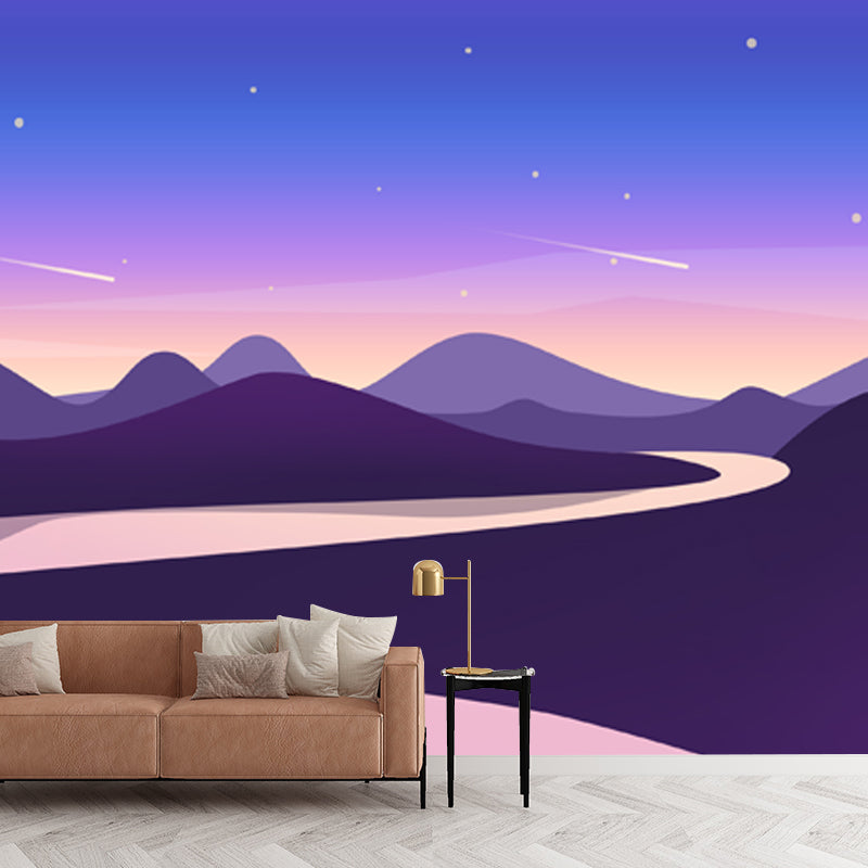 Frendorf | Curved River at Night Mural Decal Modern Wasserfest Schlafzimmer Wandkunst, Individueller Druck