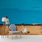 Frendorf | Artistieke Kinderbehang Muurdecoratie met Have Fun at Beach Schilderij Blau-Bruin Wandbekleding