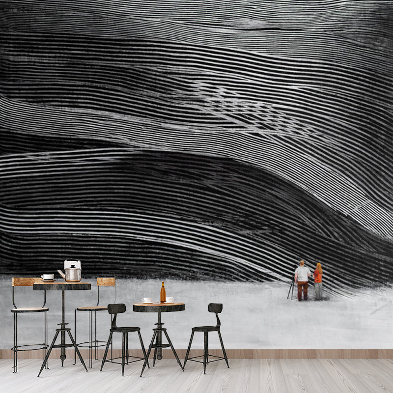 Frendorf | Moderne Kunst Laagwandtapijten Zwart en Grijs Abstracte Wandbedekking voor Slaapkamer