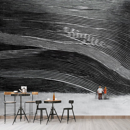 Frendorf | Moderne Kunst Laagwandtapijten Zwart en Grijs Abstracte Wandbedekking voor Slaapkamer