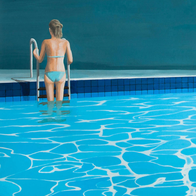 Frendorf | Blaues Schwimmbad Tapeten Wandbild Fleckenfest Moderne Kunst Wohnzimmer Wanddekoration