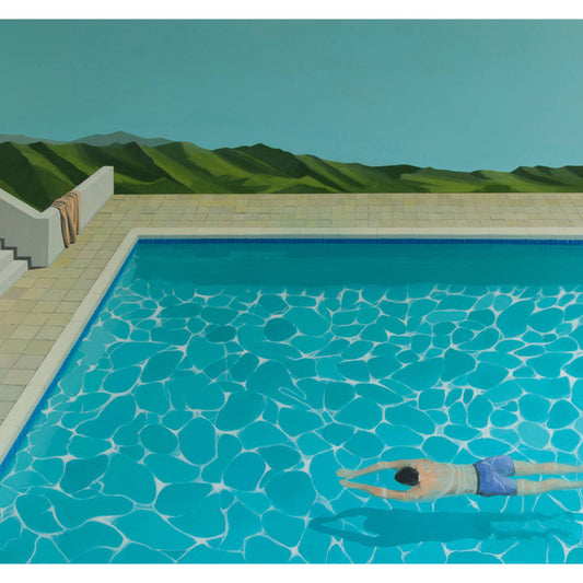 Frendorf | Borstcrawl Zwem Muren Behang Blauw Artistieke Wandbekleding voor Woonkamer