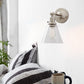 Frendorf | 1 Licht Klar Glas Wandleuchte Licht Industriell Schwarz/Chrom Kegel Schirm Wohnzimmer Beleuchtung Fixture