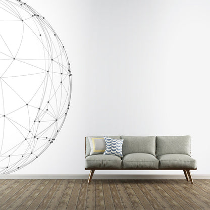 Schwarz-Weiß Netting Hemisphäre Wandgeometrisch Modern Waschbare Wandkunst für Wohnzimmer