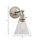 Frendorf | 1 Licht Klar Glas Wandleuchte Licht Industriell Schwarz/Chrom Kegel Schirm Wohnzimmer Beleuchtung Fixture