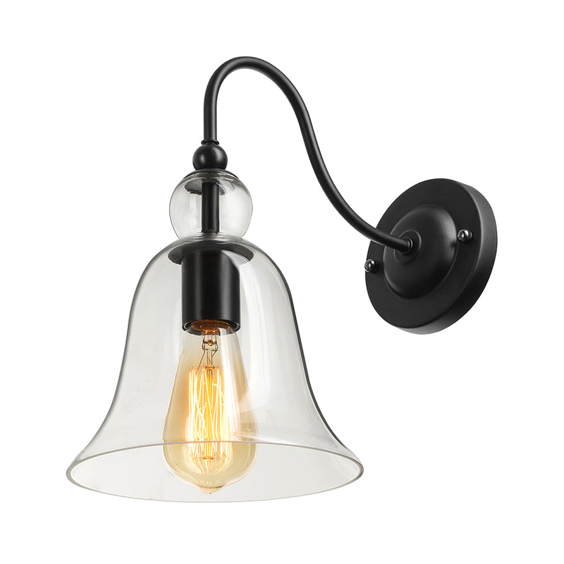Frendorf | Bell Schlafzimmer Wandlichttragschale Industriell Klar/Grün/Rauchglas 1 Licht Schwarze Wandleuchte mit Gänsehautarm