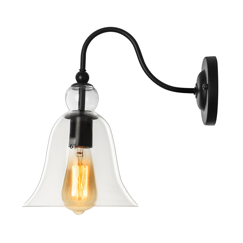 Frendorf | Bell Schlafzimmer Wandlichttragschale Industriell Klar/Grün/Rauchglas 1 Licht Schwarze Wandleuchte mit Gänsehautarm