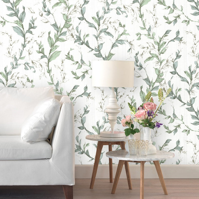 Türkise Reben Tapetenrolle Rustikales PVC Wandverkleidung für das Wohnzimmer, 33' x 20,5"