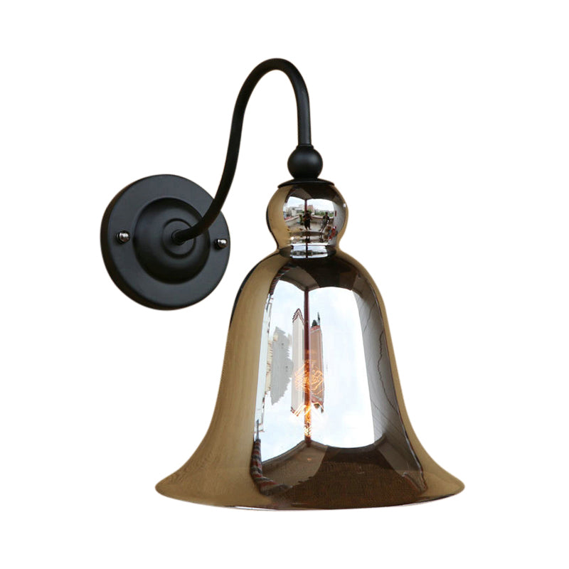 Frendorf | Bell Schlafzimmer Wandlichttragschale Industriell Klar/Grün/Rauchglas 1 Licht Schwarze Wandleuchte mit Gänsehautarm