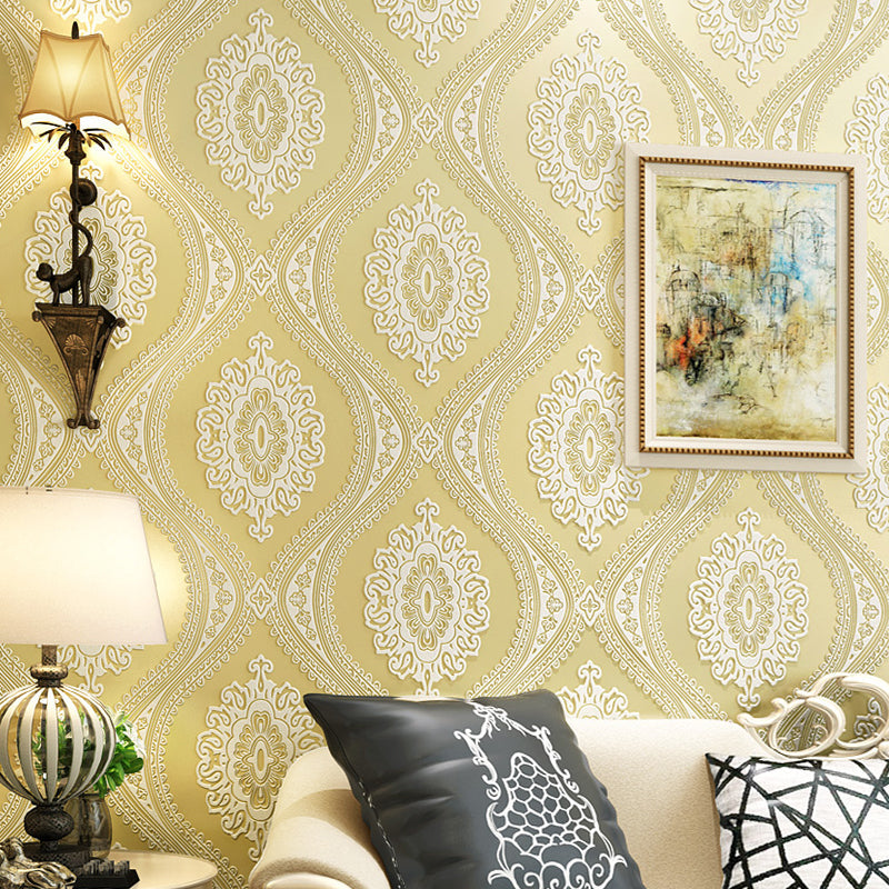 Prägung Fleckenresistente Tapete Retro Jacquard Wandverkleidung für Akzentwand, Unpasteurized