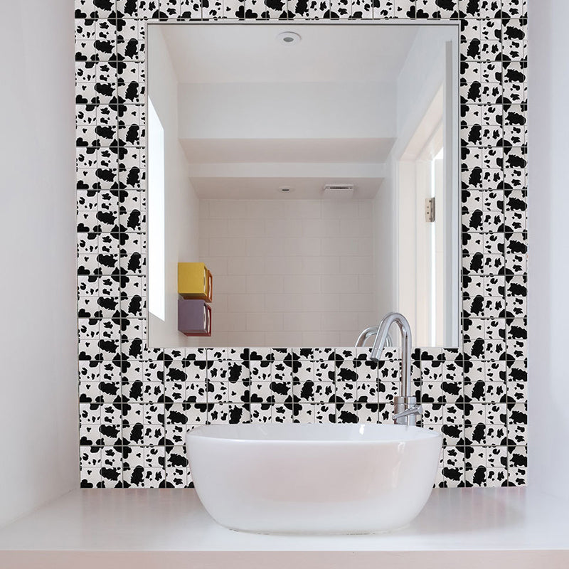 Frendorf | Spots Peel and Stick Wallpaper Panel Set in Schwarz-Weiß Neuheit Wandverkleidung für Bad