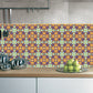 Frendorf | Boho Iris Flowers Wallpaper Panel Oranje-Paars Peel and Stick Wanddecoratie voor Woonkamer
