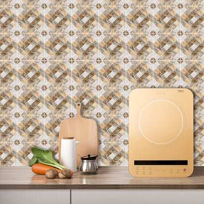 Frendorf | Bohemia Marmor Tapetenpaneel Set Grau-Gelb Geometrische Wandkunst für Badezimmer, Selbstklebend