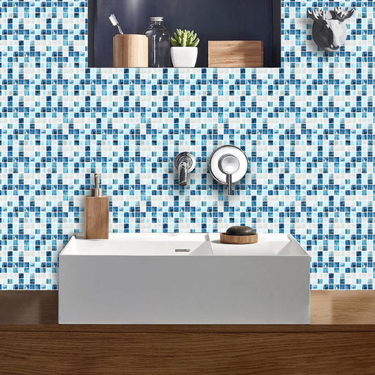 Blaue-Weiße Mosaik-Wandpaneele Abnehmbare Moderne Toilettenwandkunst, Abziehen und Anbringen