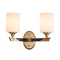Frendorf | 1/2-Head Zylindrische Wandleuchte Traditionell Schwarz-Gold Weißes Glas Wandmontage Lichtarmatur