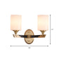 Frendorf | 1/2-Head Zylindrische Wandleuchte Traditionell Schwarz-Gold Weißes Glas Wandmontage Lichtarmatur
