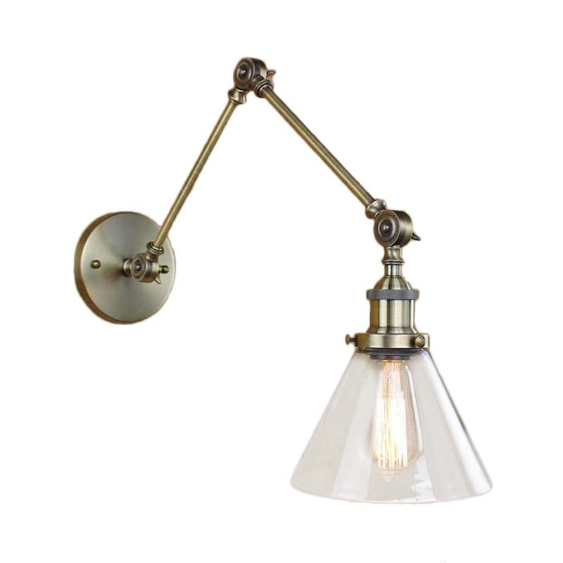 Frendorf | 1 Licht Getaperde Wandlamp Vintage Stijl Satijn Messing/Chroom/Antiek Messing Heldere Glazen Wandlamp voor Woonkamer