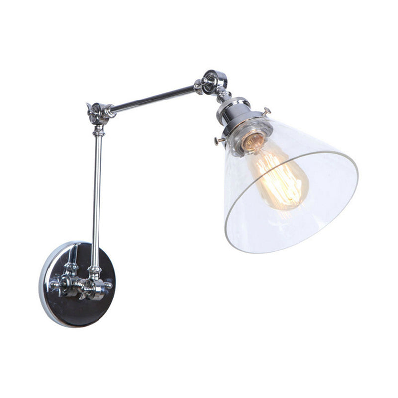 Frendorf | 1 Licht Getaperde Wandlamp Vintage Stijl Satijn Messing/Chroom/Antiek Messing Heldere Glazen Wandlamp voor Woonkamer