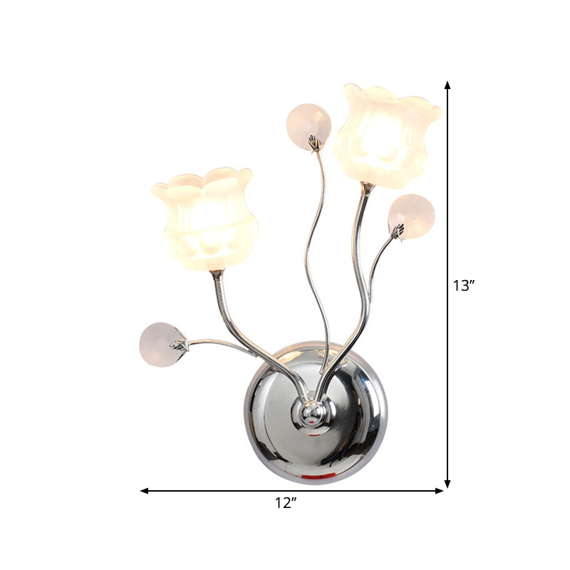 Frendorf | Klar Crystal Orbs Chrome Wandleuchte Scrolling Arm 2 Glühbirnen Moderne Wandbeleuchtung mit Bloom Shade