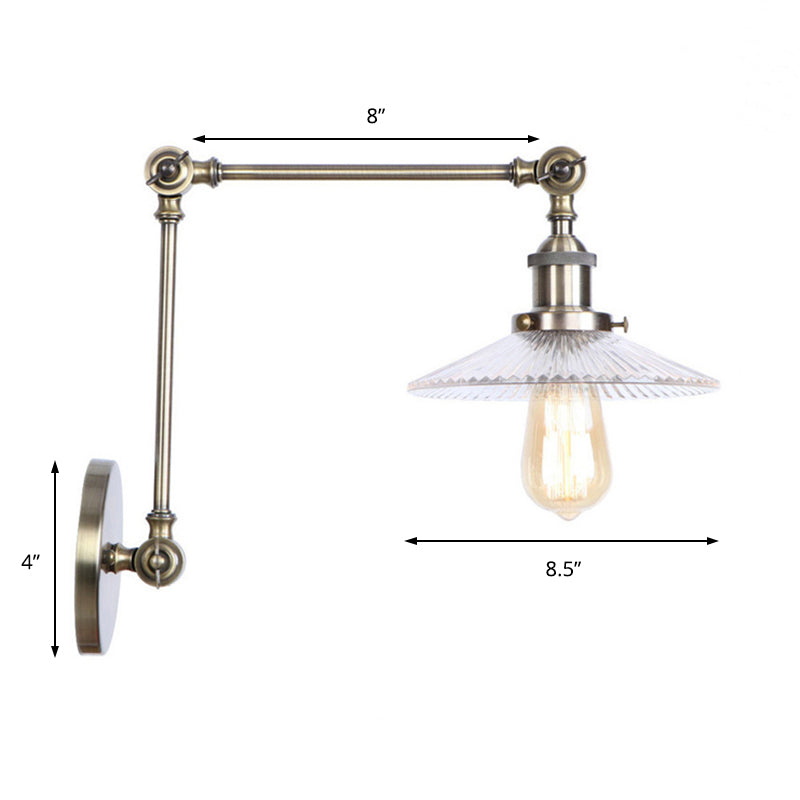 Frendorf | Saucer Wohnzimmer Wandleuchte Rustikaler Stil Prismen Glas 1 Licht Schwarz/Silber/Bronze Wandlampe