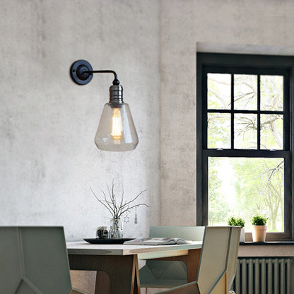 Frendorf | Rustieke Stijl Taperen Shade Wandverlichting Fixture Enkel Glanshelder Glas Wandlamp in Zwart voor Keuken