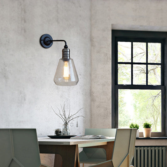 Frendorf | Rustieke Stijl Taperen Shade Wandverlichting Fixture Enkel Glanshelder Glas Wandlamp in Zwart voor Keuken