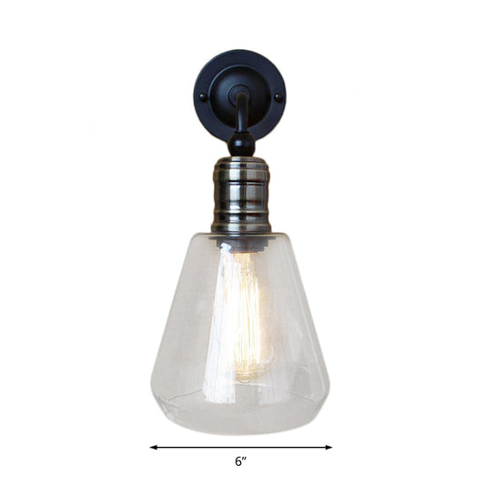 Frendorf | Rustieke Stijl Taperen Shade Wandverlichting Fixture Enkel Glanshelder Glas Wandlamp in Zwart voor Keuken
