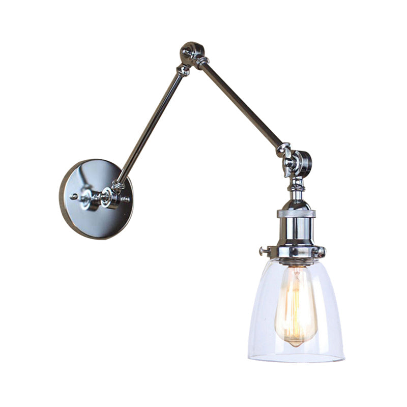 Frendorf | Tapered Bijzet Wandlamp Antiek Helder Glas 1 Licht Zwart/Zilver/Messing Wandlamp met Swingarm