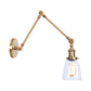 Frendorf | Tapered Bijzet Wandlamp Antiek Helder Glas 1 Licht Zwart/Zilver/Messing Wandlamp met Swingarm