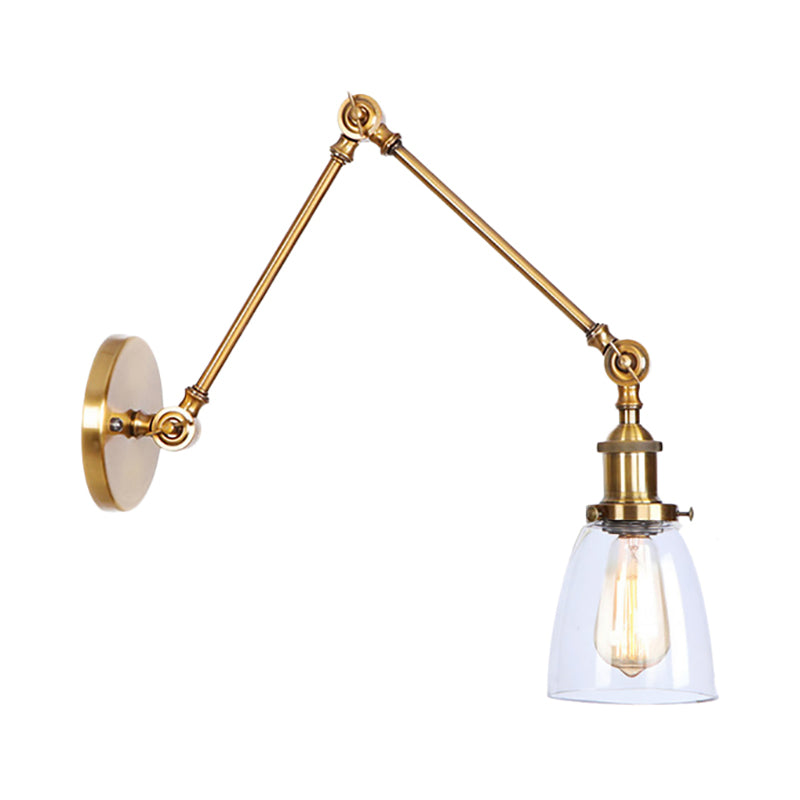 Frendorf | Tapered Bijzet Wandlamp Antiek Helder Glas 1 Licht Zwart/Zilver/Messing Wandlamp met Swingarm