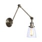 Frendorf | Tapered Bijzet Wandlamp Antiek Helder Glas 1 Licht Zwart/Zilver/Messing Wandlamp met Swingarm