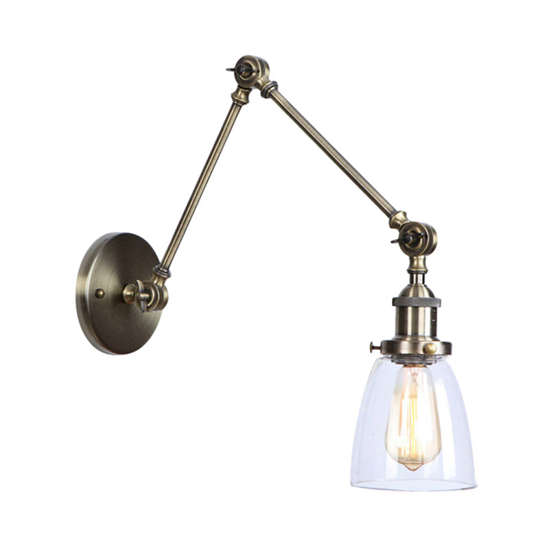 Frendorf | Tapered Bijzet Wandlamp Antiek Helder Glas 1 Licht Zwart/Zilver/Messing Wandlamp met Swingarm