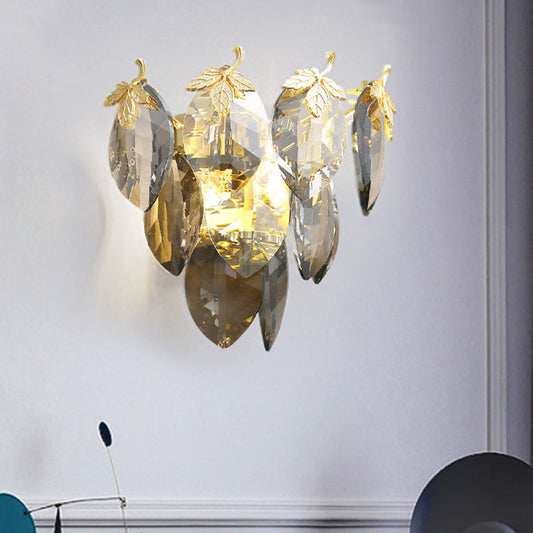 Frendorf | 3-Tier Wandleuchte Moderne Stil Kristallblock 2-Licht Gold Wandmontage Lampe für das Arbeitszimmer