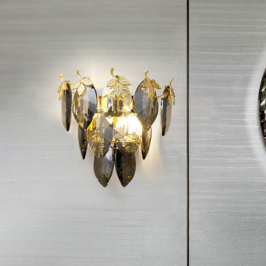 Frendorf | 3-Tier Wandleuchte Moderne Stil Kristallblock 2-Licht Gold Wandmontage Lampe für das Arbeitszimmer