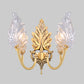 Traditionelle Palmblatt-Wandleuchte 1/2 Lichter Klarglas Wandbeleuchtung Idee mit gewölbtem Arm in Messing