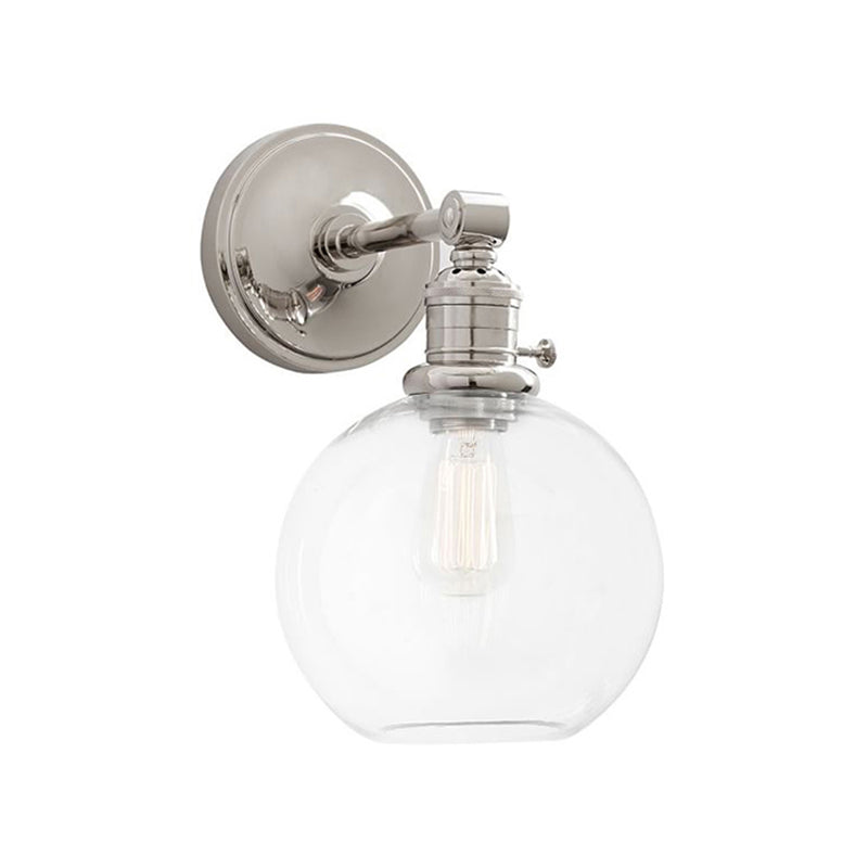 Frendorf | Klares Glas Chrome/Nickel Wandleuchte Globus 1-Licht Industrie Wandlampe Fixture für Wohnzimmer
