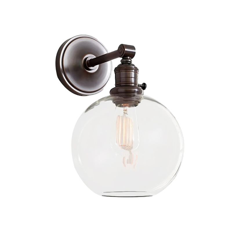 Frendorf | Klares Glas Chrome/Nickel Wandleuchte Globus 1-Licht Industrie Wandlampe Fixture für Wohnzimmer