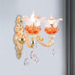 Frendorf | 1/2-Light Blossom Wandmontage Lamp Moderne Stil Klare Kristall Wandverlichting in Goud voor Trap