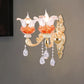 Frendorf | 1/2-Light Blossom Wandmontage Lamp Moderne Stil Klare Kristall Wandverlichting in Goud voor Trap