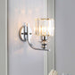 Frendorf | 1 Leuchtmittel Wandhalterung Lampe Moderne Wohnzimmer Wandleuchte mit Kegel/Zylinder Kristallschirm in Chrom