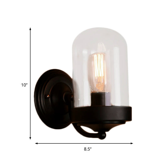 Frendorf | Kapsel Muurgemonteerde Verlichting 1/2 Gloeilamp Industrieel Zwart Helder Glas Verlichting voor Portiek