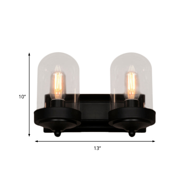 Frendorf | Kapsel Muurgemonteerde Verlichting 1/2 Gloeilamp Industrieel Zwart Helder Glas Verlichting voor Portiek