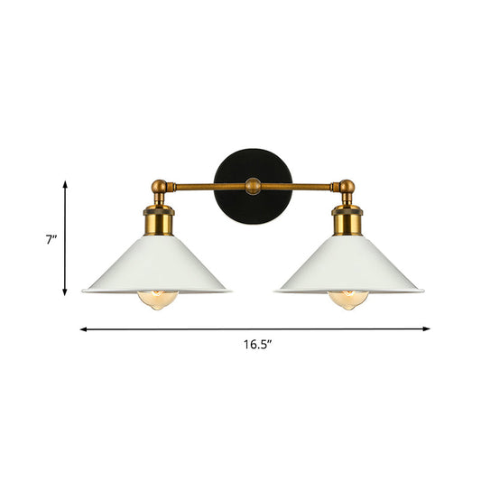 Frendorf | 2 Lichter Konus Wandlampe Vintage Stilvolle Antike Messing Metall Wandmontage Beleuchtung für Wohnzimmer